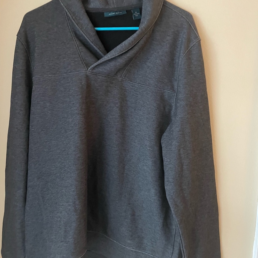 Perry Ellis Charcoal Shawl Collar Pullover